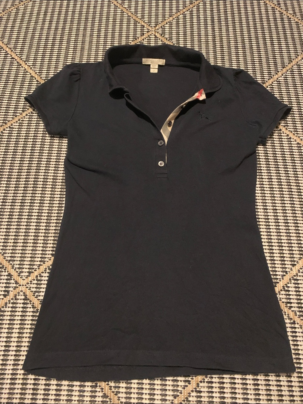 Burberry Brit Women's Black Check Placket Polo Shirt,